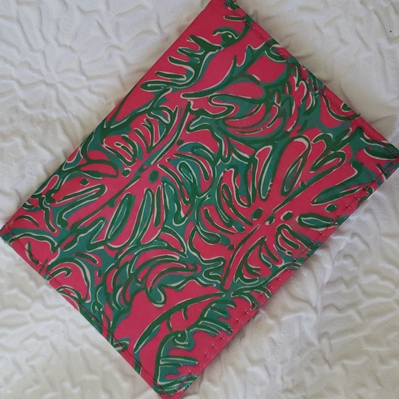 Lilly Pulitzer Mini Wallet Printed Gold Metallic Logo Pink Green Womens One Size - Picture 2 of 12